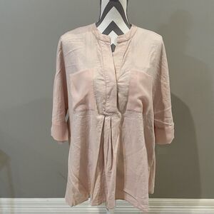 ANNE KLEIN LINEN OVERSIZED TUNIC Pink Women’s Shirt Size Medium